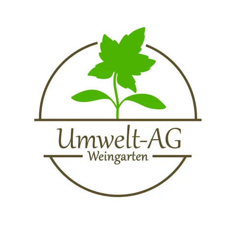 Umwelt-AG Weingarten - Logo: grüner Sprössling mit Weinblatt
